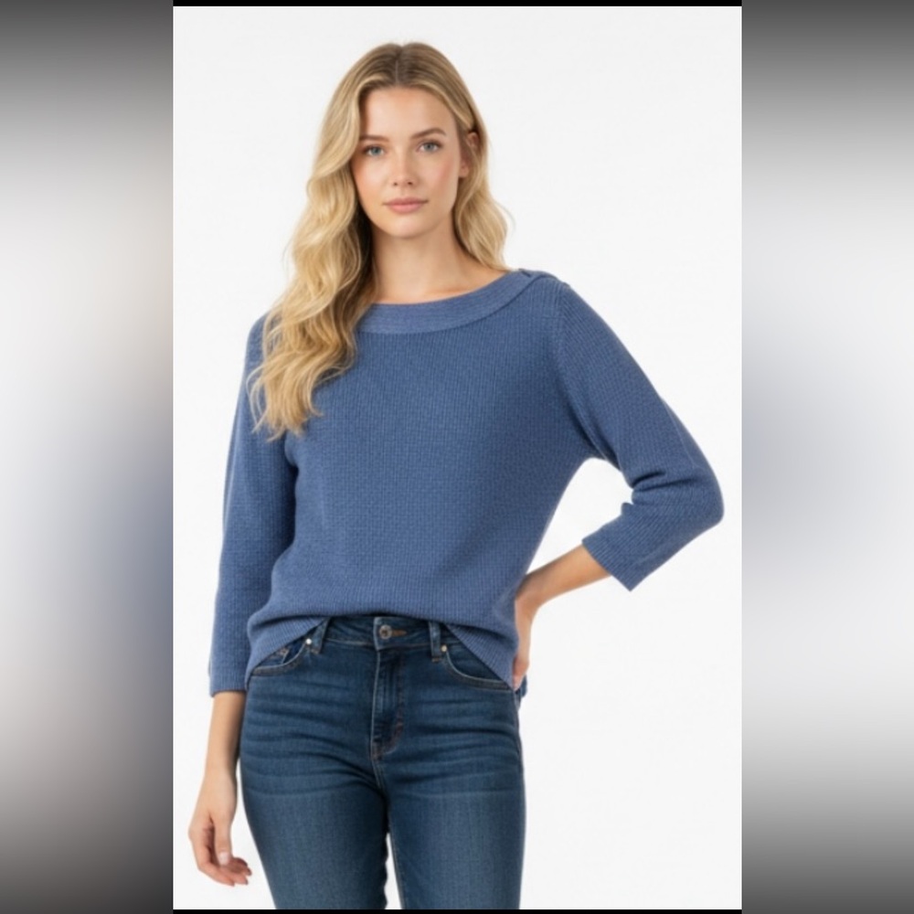 BODEN Darcy Sweater Pullover Thick Knit Blue 100% Cotton Boatneck WK939 Size 4